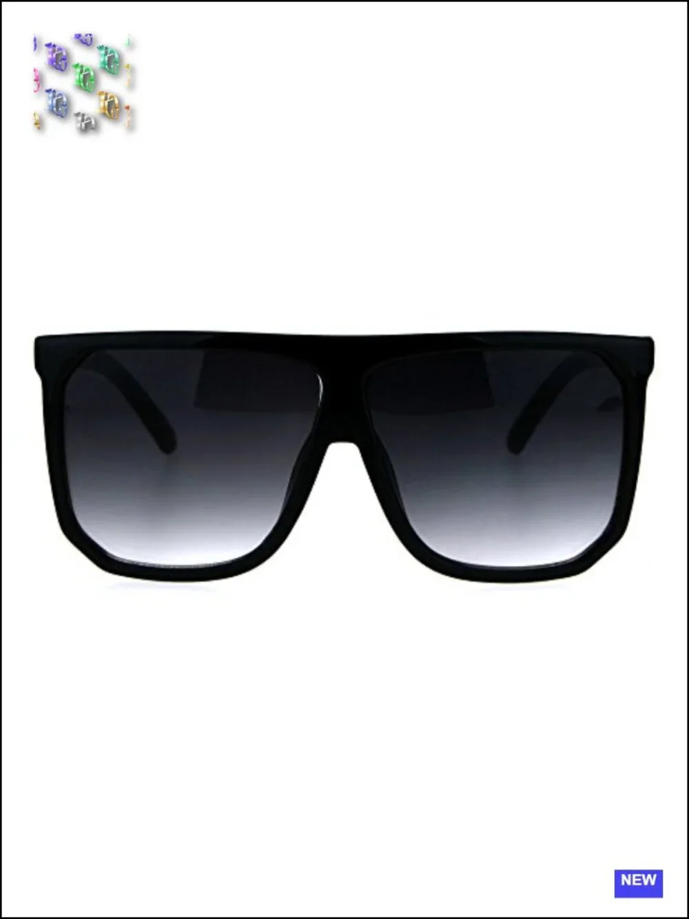 Oversized Flat Top Sunglasses Square Frame UV400 Protection